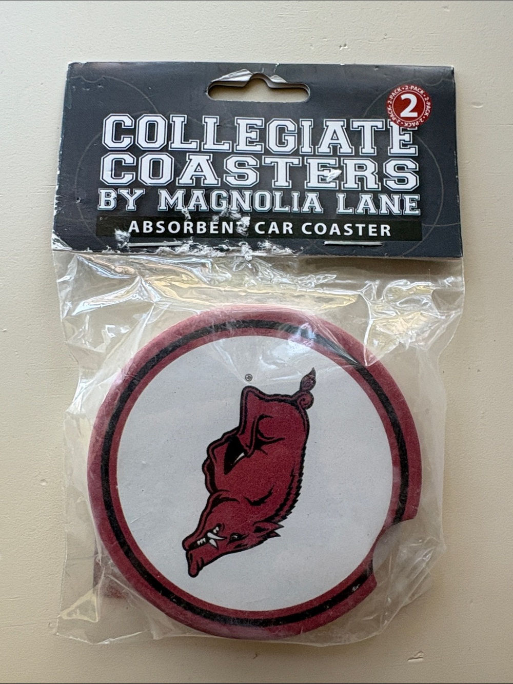 Set of 2 Arkansas Razorback Car Coasters